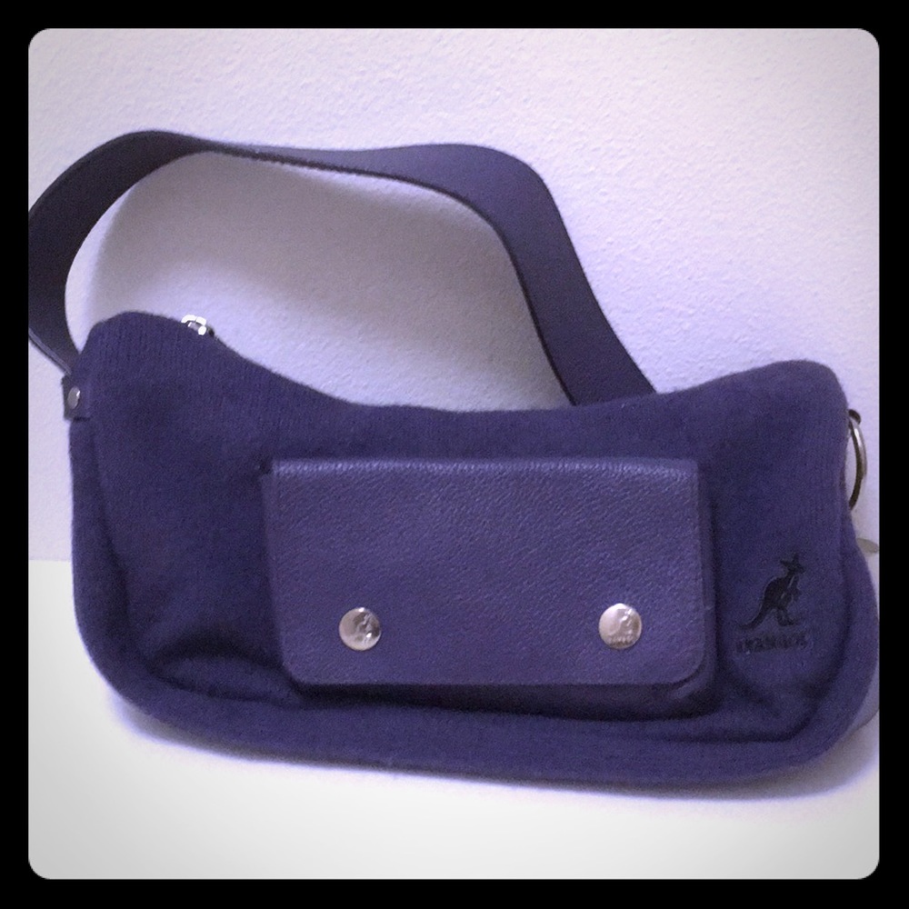 Kangol wool and leather purple mini hobo bag